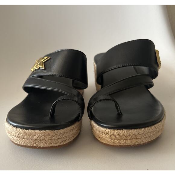 Michael Kors Sidney Espadrille Wedge Sandals Women’s US 7 Black -Worn 1x In Home - Picture 11 of 14